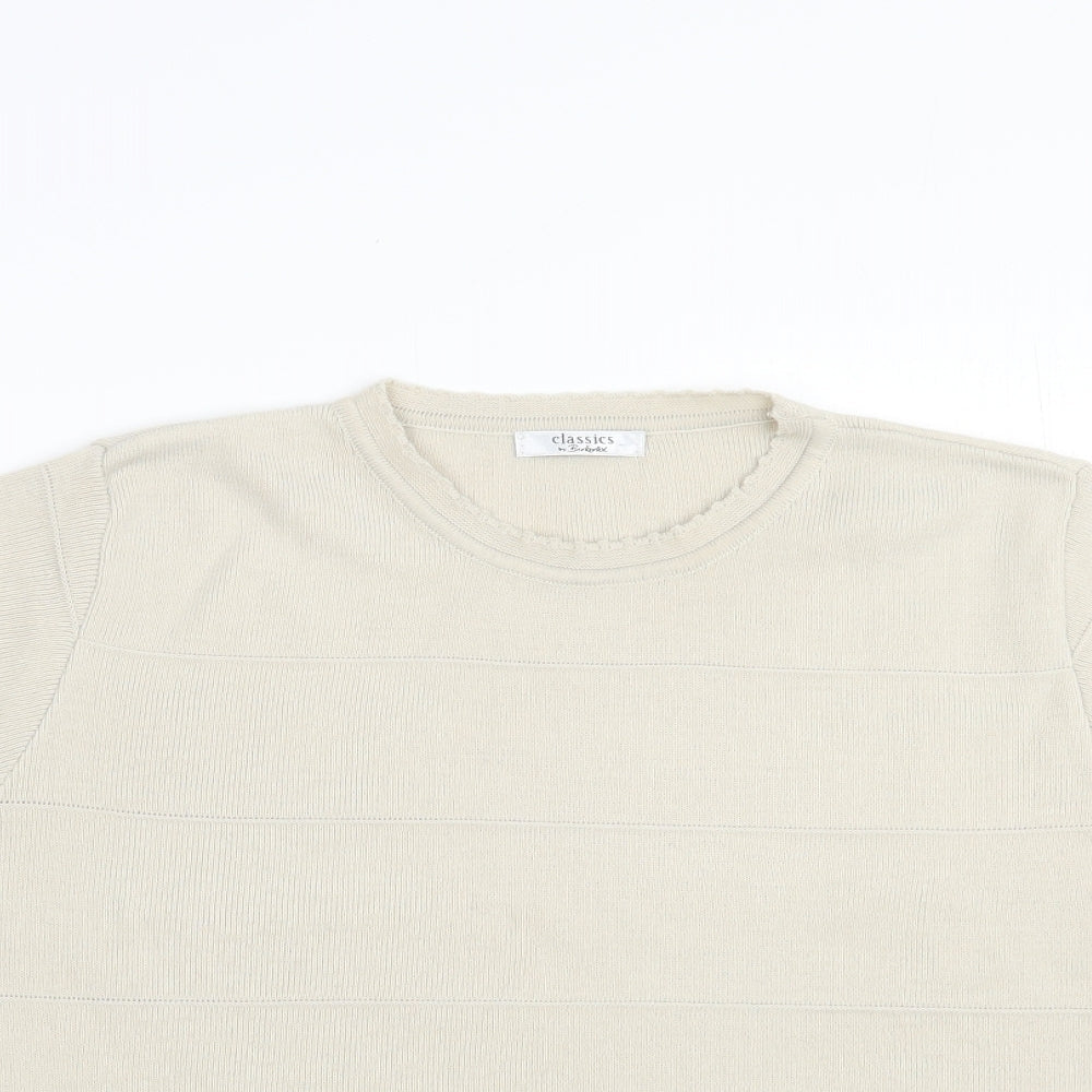 Berkertex Womens Beige Crew Neck  Acrylic Pullover Jumper Size 10