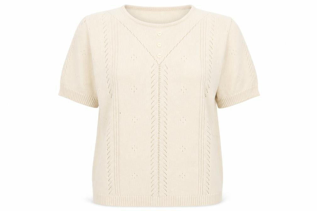 Berkertex Womens Beige Crew Neck  Cotton Pullover Jumper Size 10