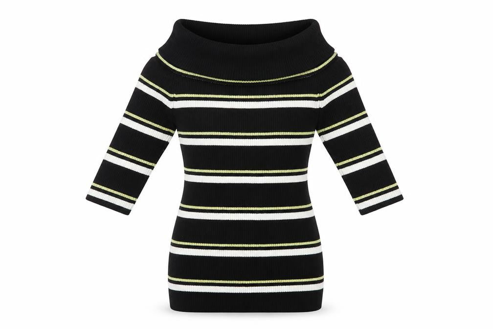 NEXT Womens Black Roll Neck Striped Viscose Pullover Jumper Size 6