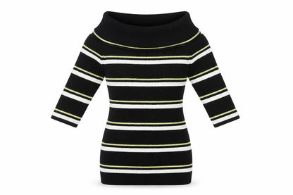 Next Womens Black Roll Neck Striped Viscose Pullover Jumper Size 6