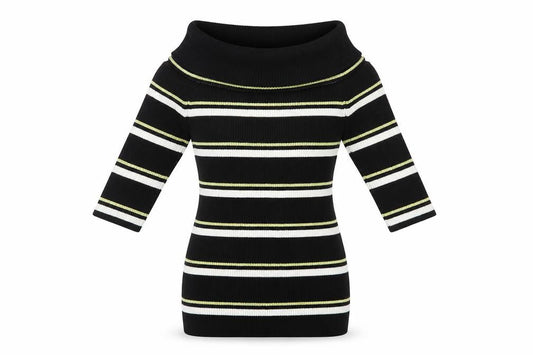 Next Womens Black Roll Neck Striped Viscose Pullover Jumper Size 6
