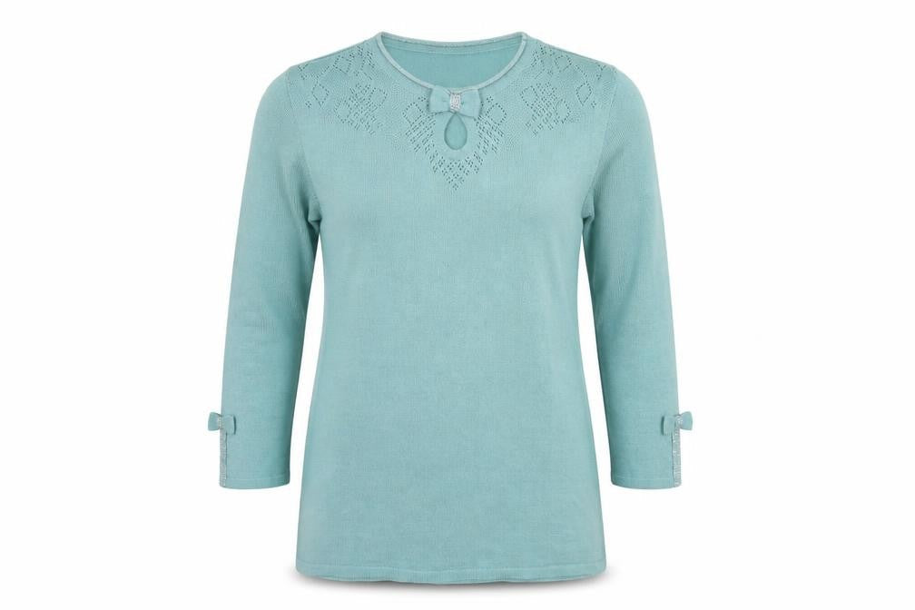 Afibel Womens Green Crew Neck  Acrylic Pullover Jumper Size 10