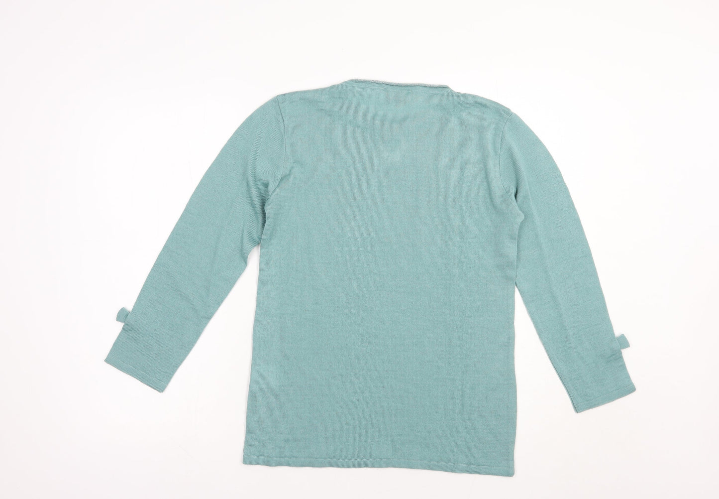 Afibel Womens Green Crew Neck  Acrylic Pullover Jumper Size 10