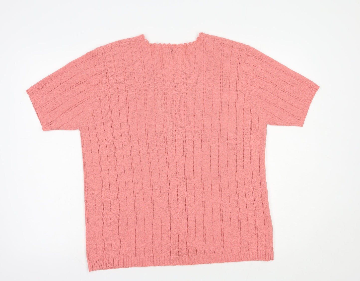 Berkertex Womens Pink V-Neck  Acrylic Pullover Jumper Size 18