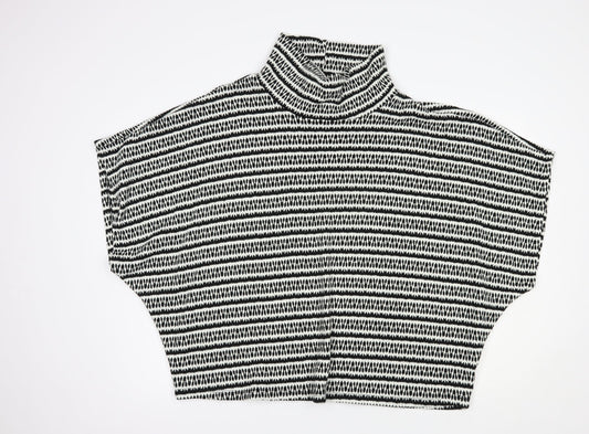 Made in Italy Womens White High Neck Geometric Acrylic Pullover Jumper Size XL