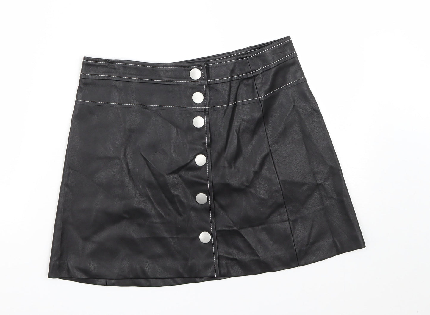 Zara Womens Black  Polyester Maxi Skirt Size M   Snap