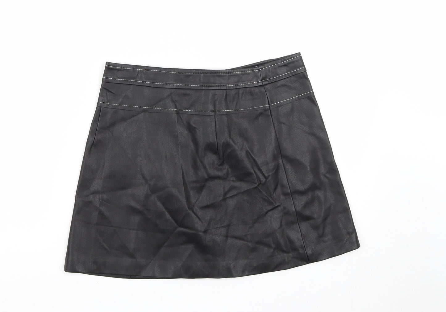 Zara Womens Black  Polyester Maxi Skirt Size M   Snap