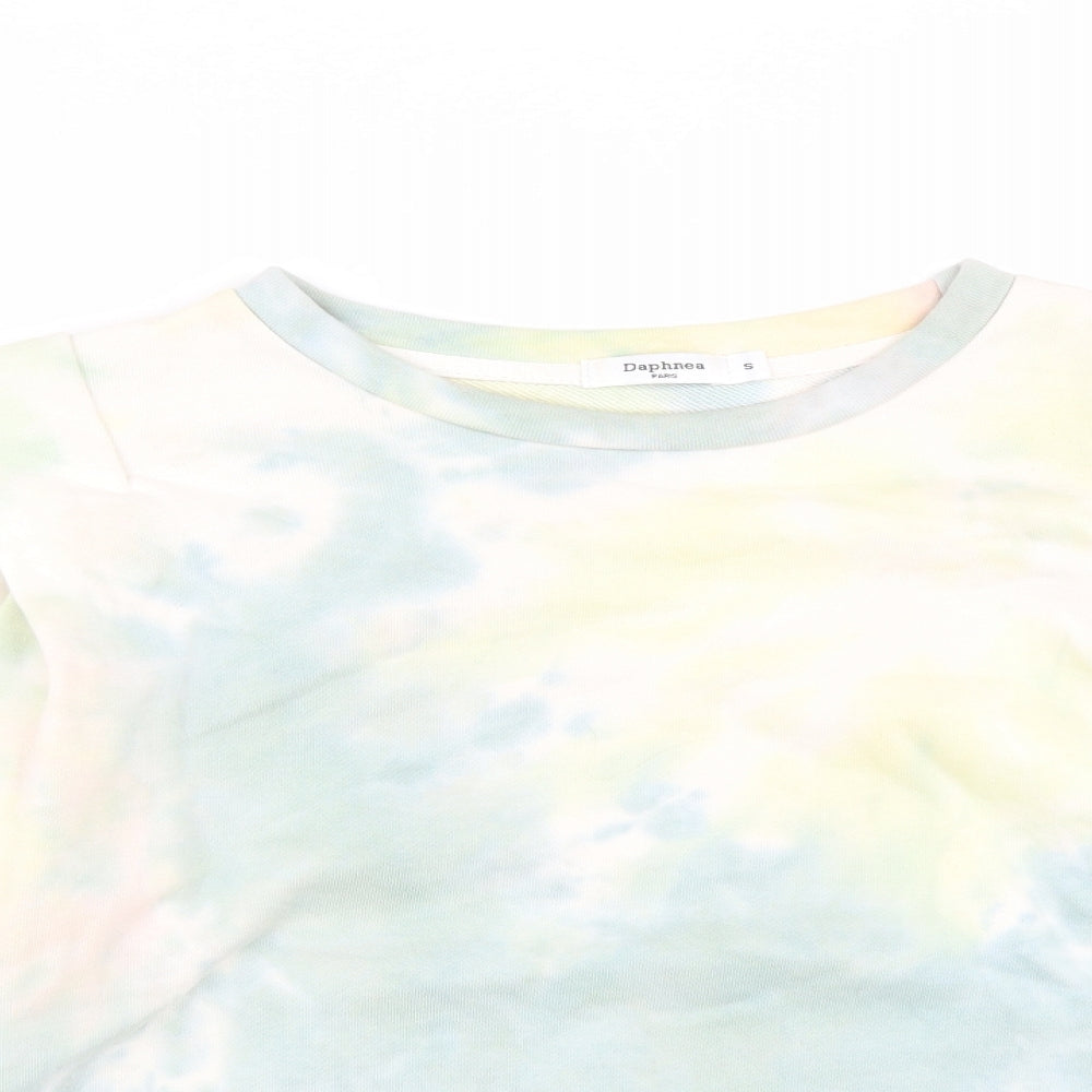 daphnea Womens Multicoloured Geometric Cotton Pullover Sweatshirt Size S
