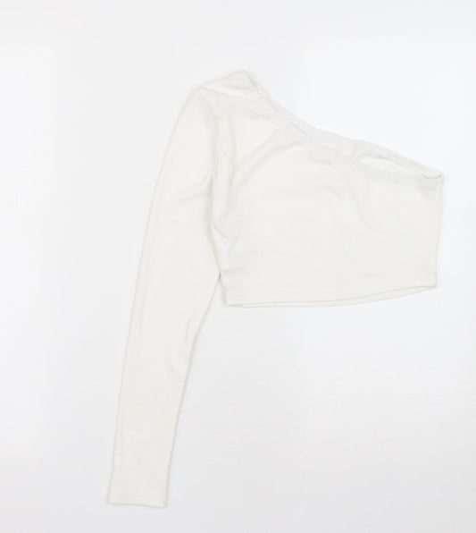 SheIn Girls White  Polyester Cropped Casual Size 12-13 Years One Shoulder