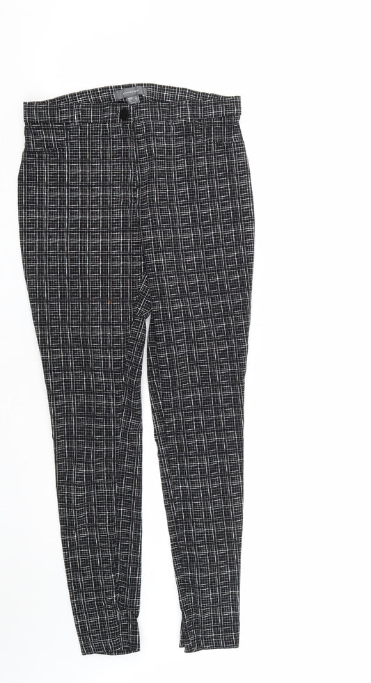 Atmosphere Womens Black Plaid Viscose Trousers  Size 12 L27 in Regular Zip