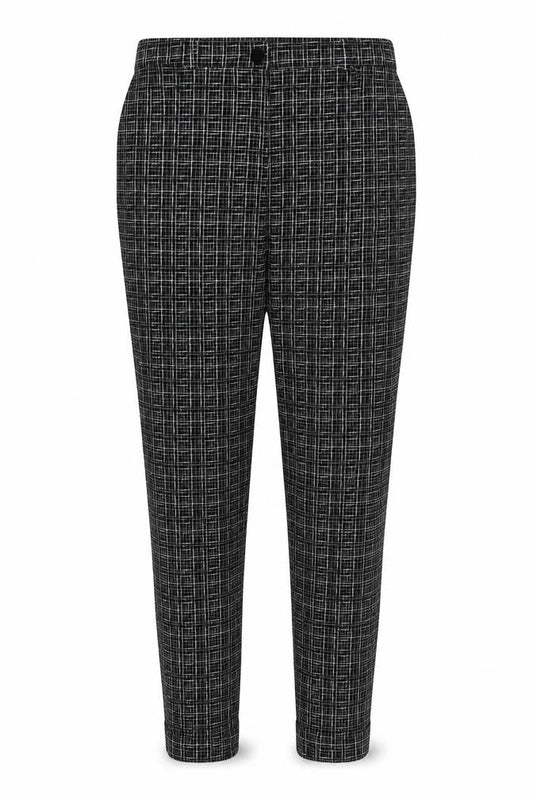 Atmosphere Womens Black Plaid Viscose Trousers  Size 12 L27 in Regular Zip