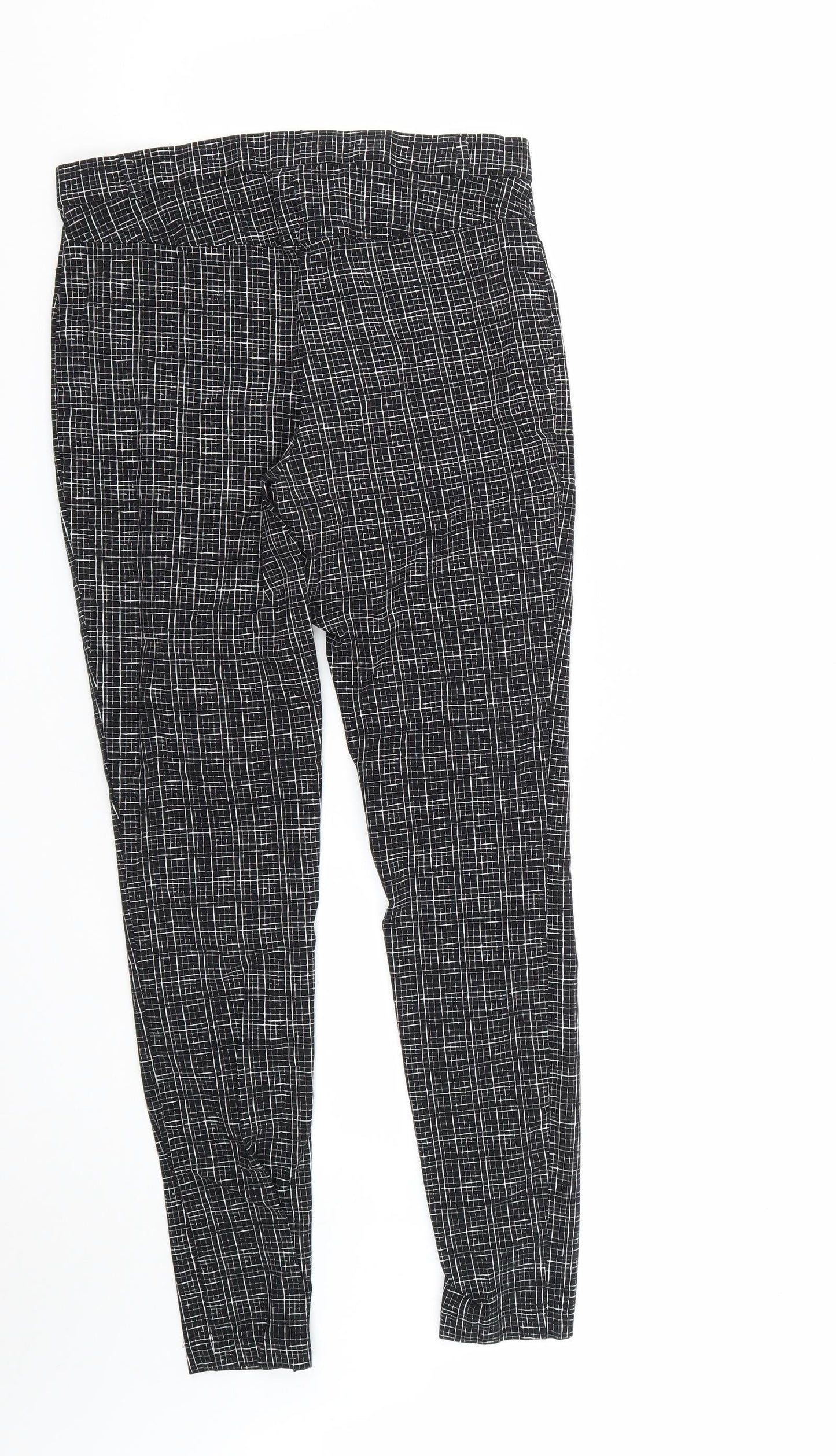 Atmosphere Womens Black Plaid Viscose Trousers  Size 12 L27 in Regular Zip