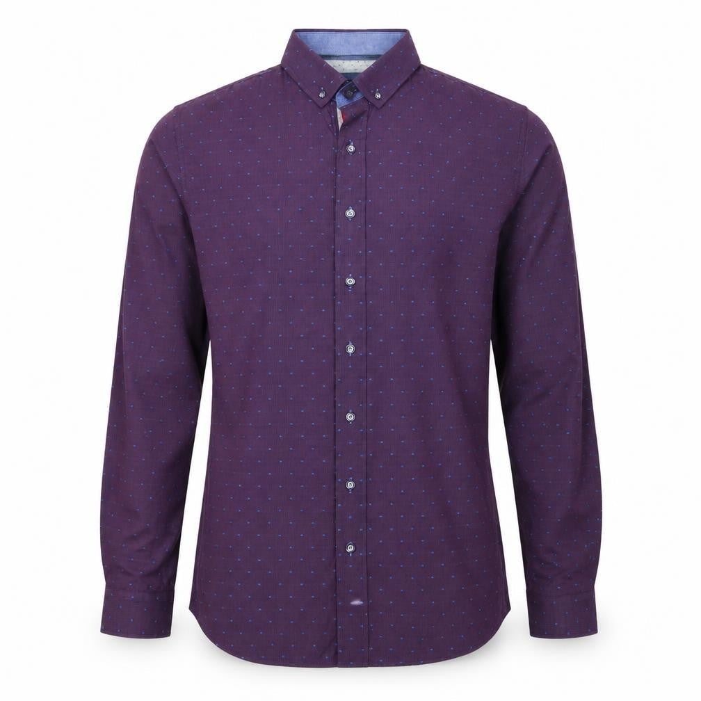 Bewley&Ritch Mens Purple Polka Dot Cotton  Button-Up Size S Collared Button