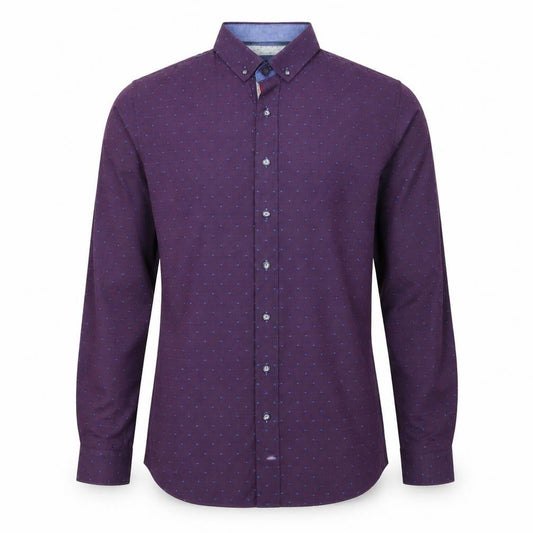 Bewley&Ritch Mens Purple Polka Dot Cotton  Button-Up Size S Collared Button