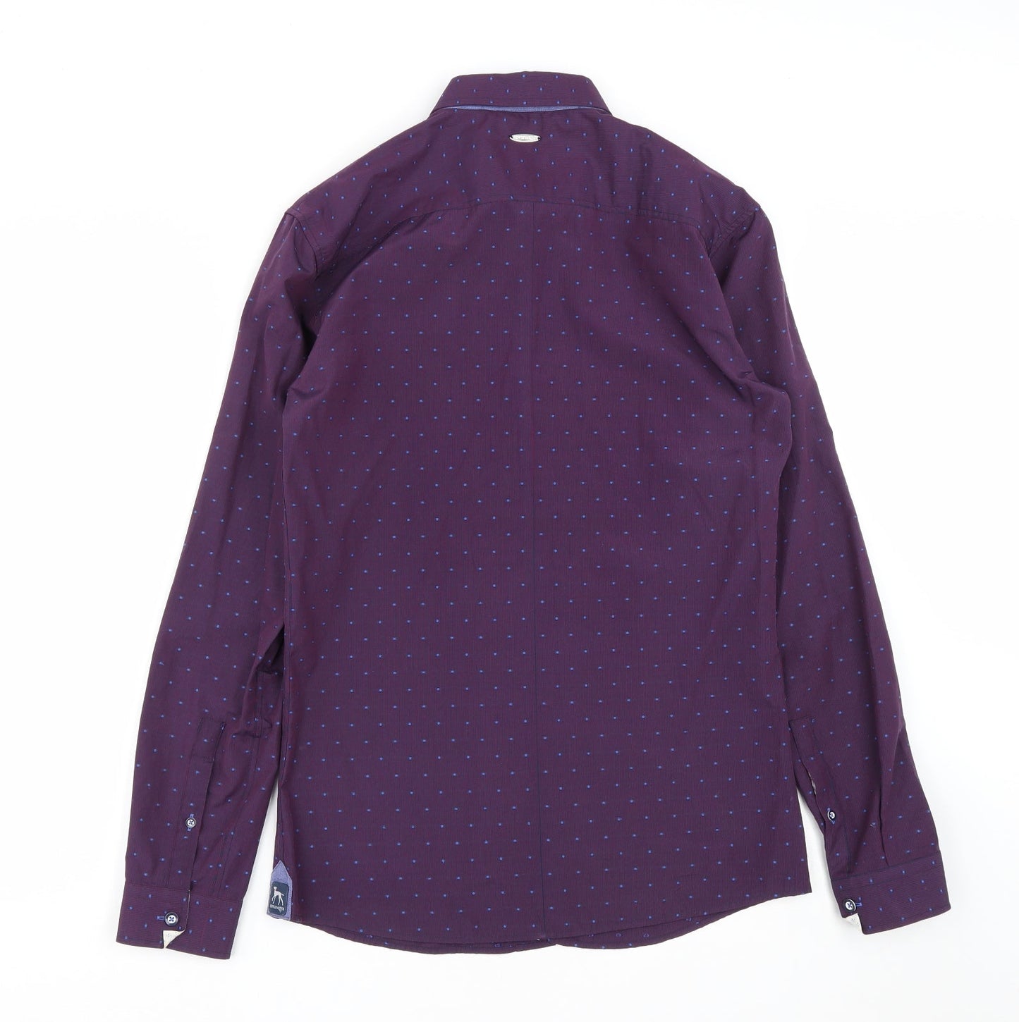 Bewley&Ritch Mens Purple Polka Dot Cotton  Button-Up Size S Collared Button