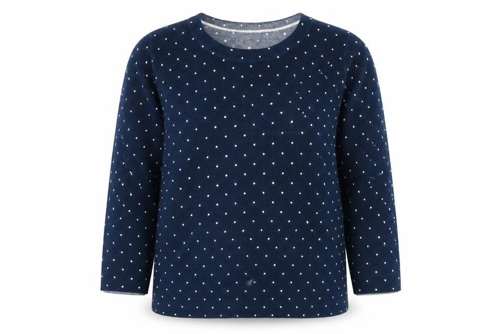 Matalan Womens Blue Crew Neck Polka Dot Acrylic Pullover Jumper Size 14