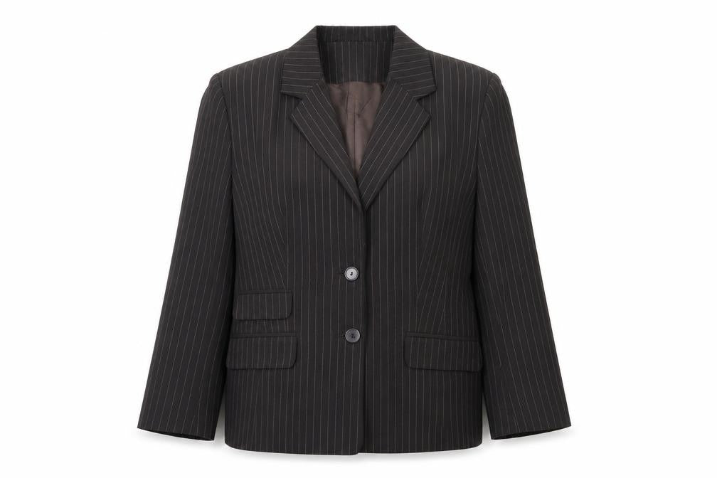 BHS Womens Brown Pinstripe Polyester Jacket Suit Jacket Size 16