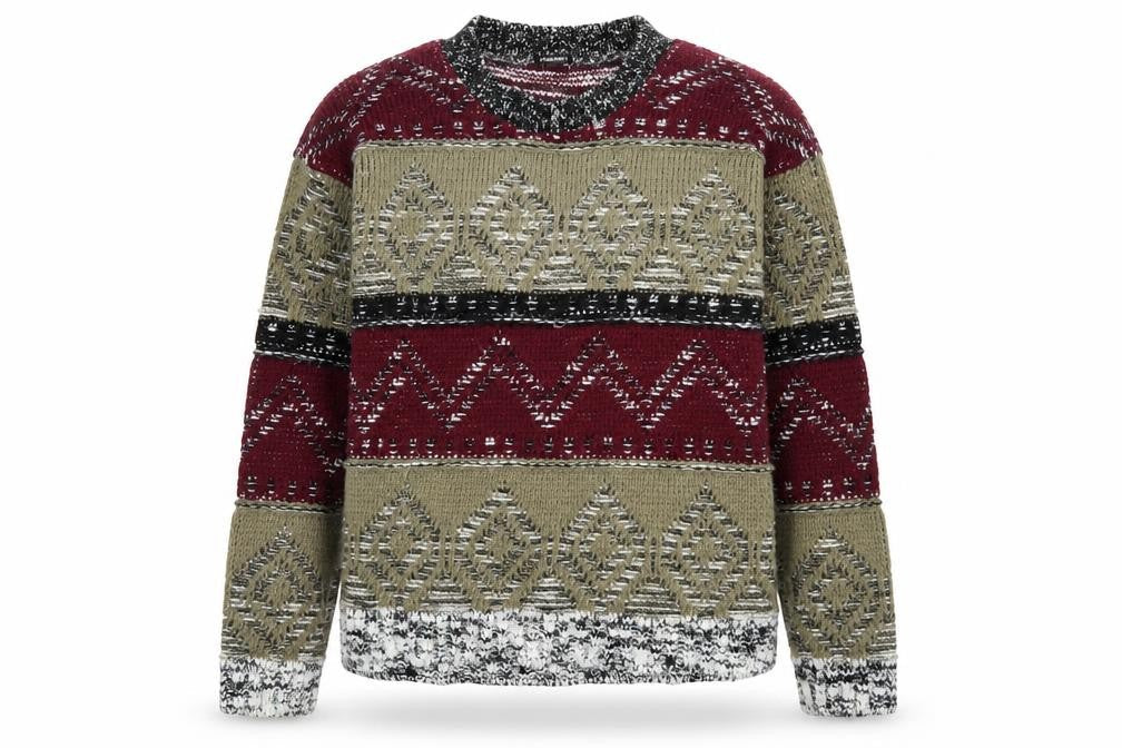 Chemistry Womens Multicoloured Round Neck Geometric Acrylic Pullover Jumper Size M