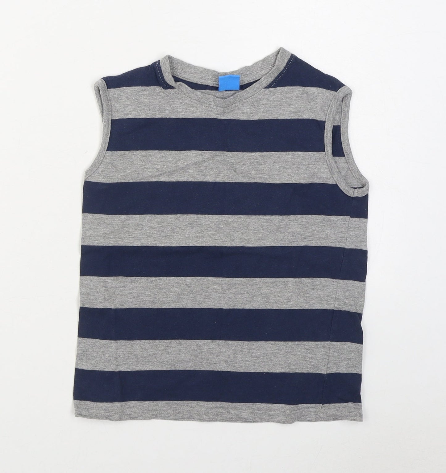 Urban Boys Boys Grey Striped 100% Cotton Basic Tank Size 4-5 Years Round Neck Pullover