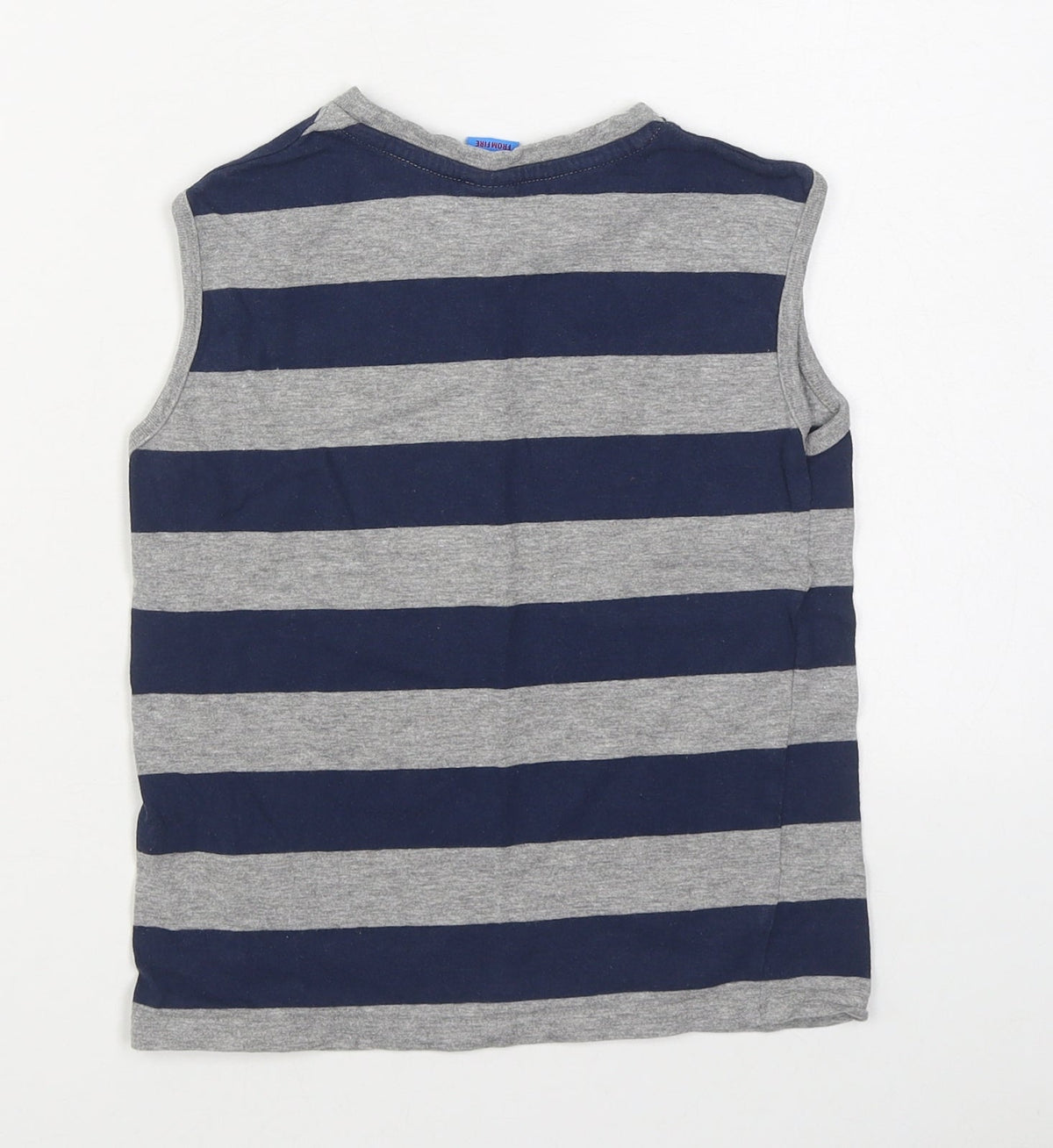 Urban Boys Boys Grey Striped 100% Cotton Basic Tank Size 4-5 Years Round Neck Pullover