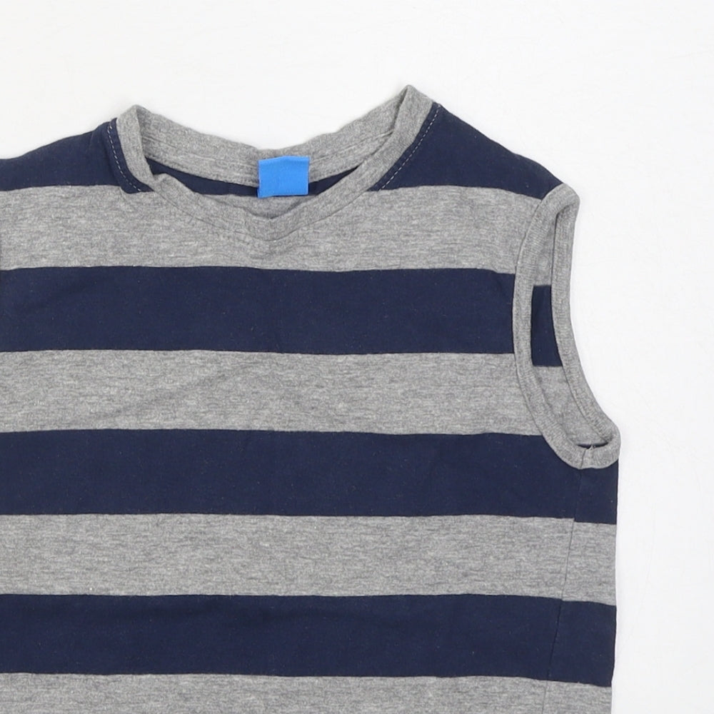 Urban Boys Boys Grey Striped 100% Cotton Basic Tank Size 4-5 Years Round Neck Pullover