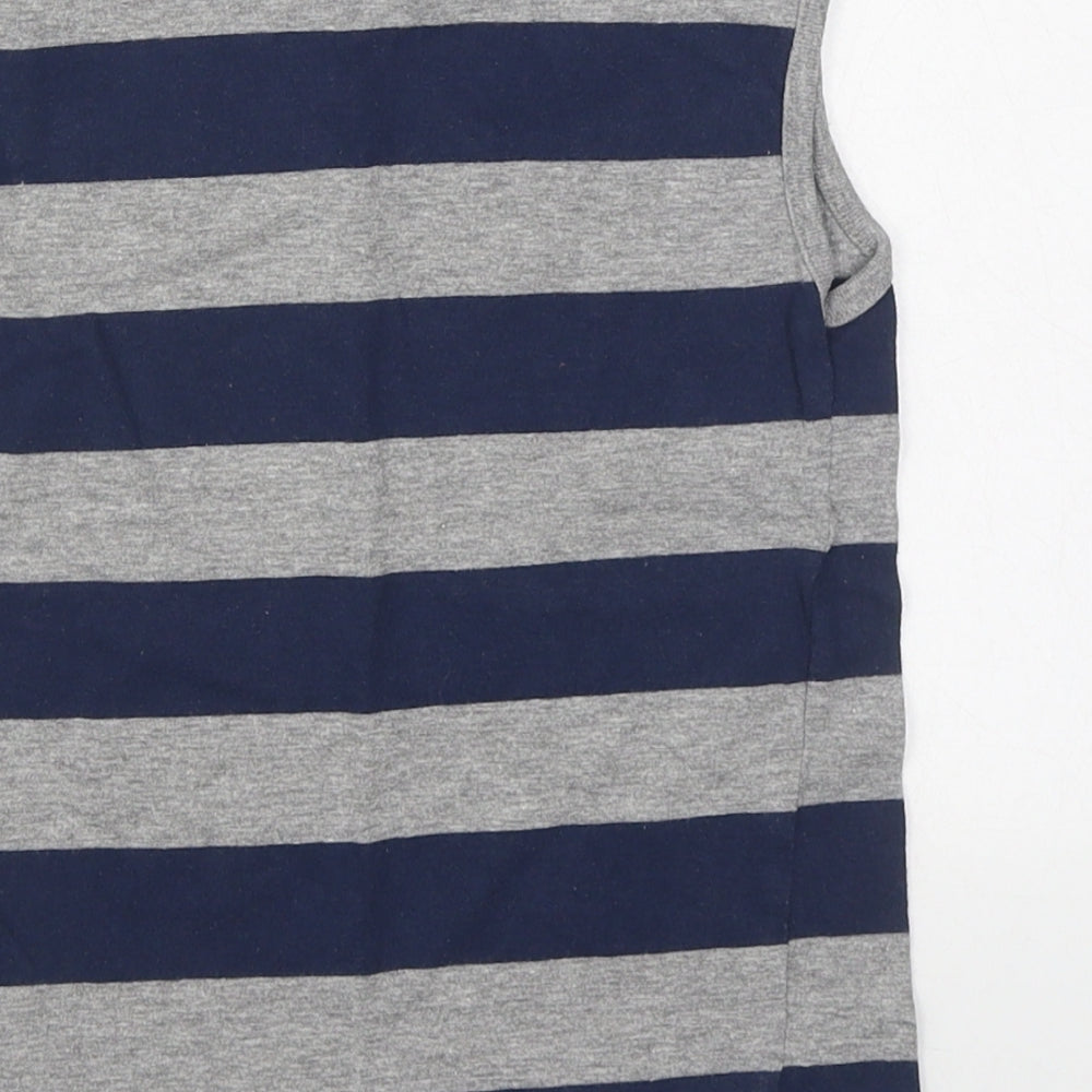 Urban Boys Boys Grey Striped 100% Cotton Basic Tank Size 4-5 Years Round Neck Pullover
