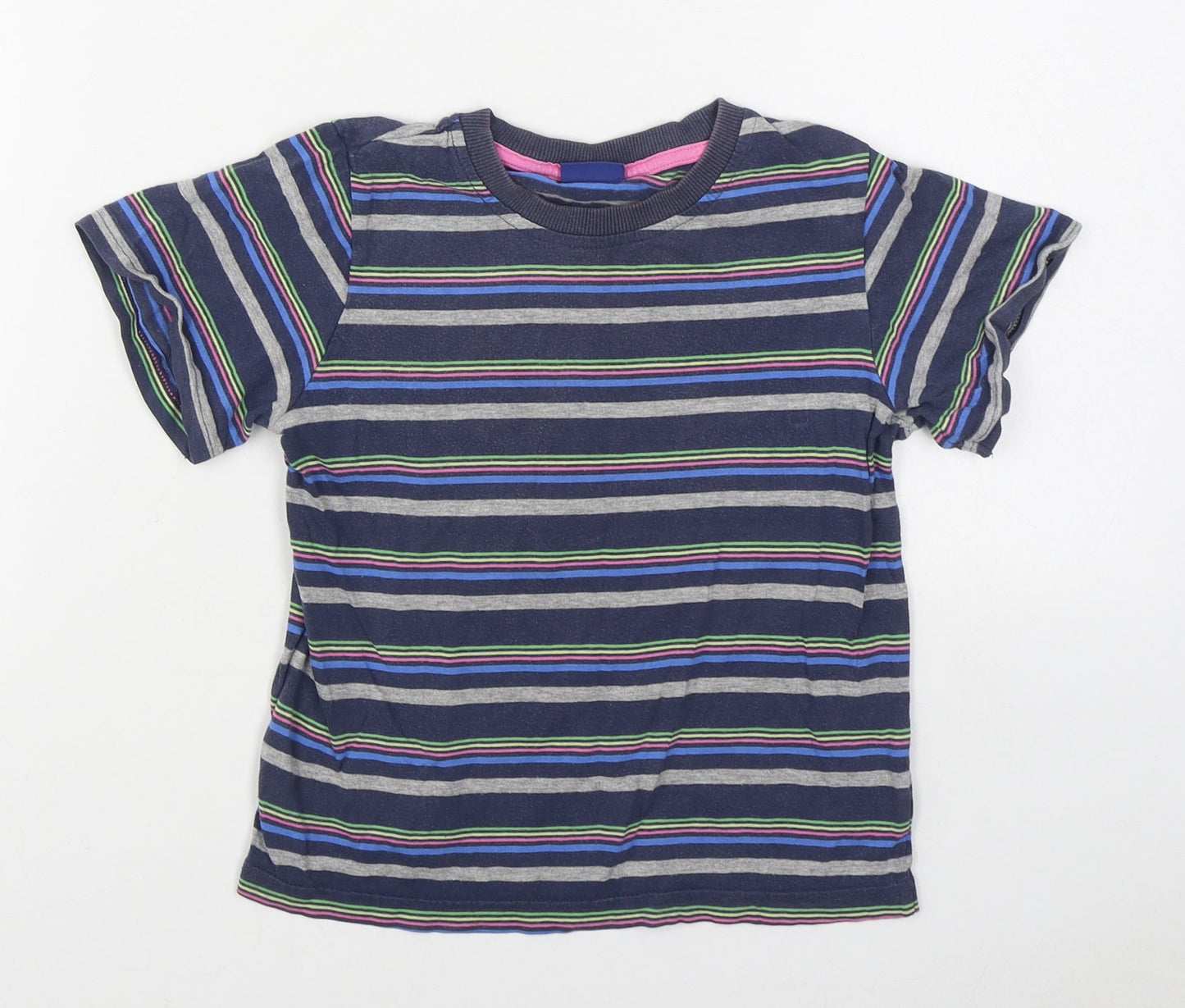 Cherokee Boys Multicoloured Striped 100% Cotton Basic T-Shirt Size 5-6 Years Round Neck Pullover