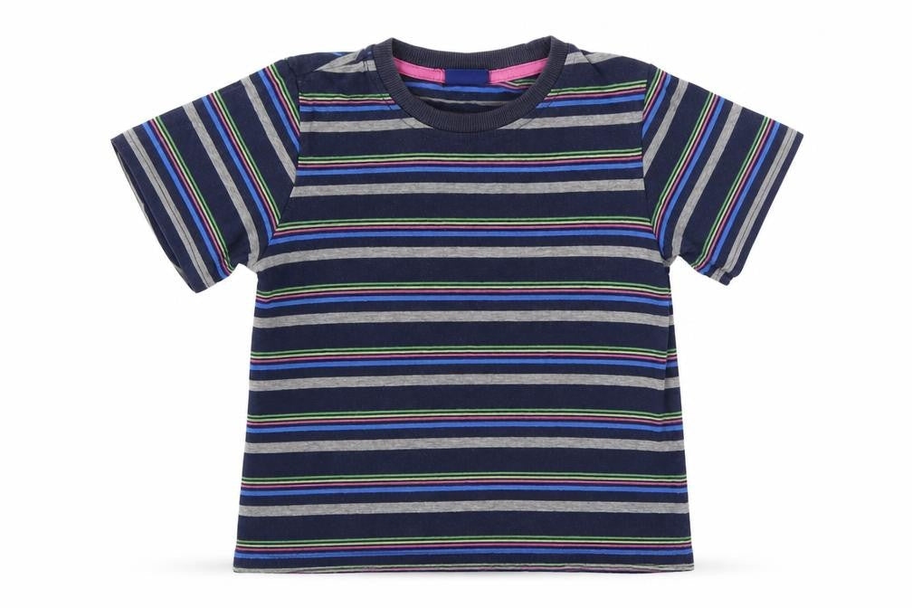 Cherokee Boys Multicoloured Striped 100% Cotton Basic T-Shirt Size 5-6 Years Round Neck Pullover