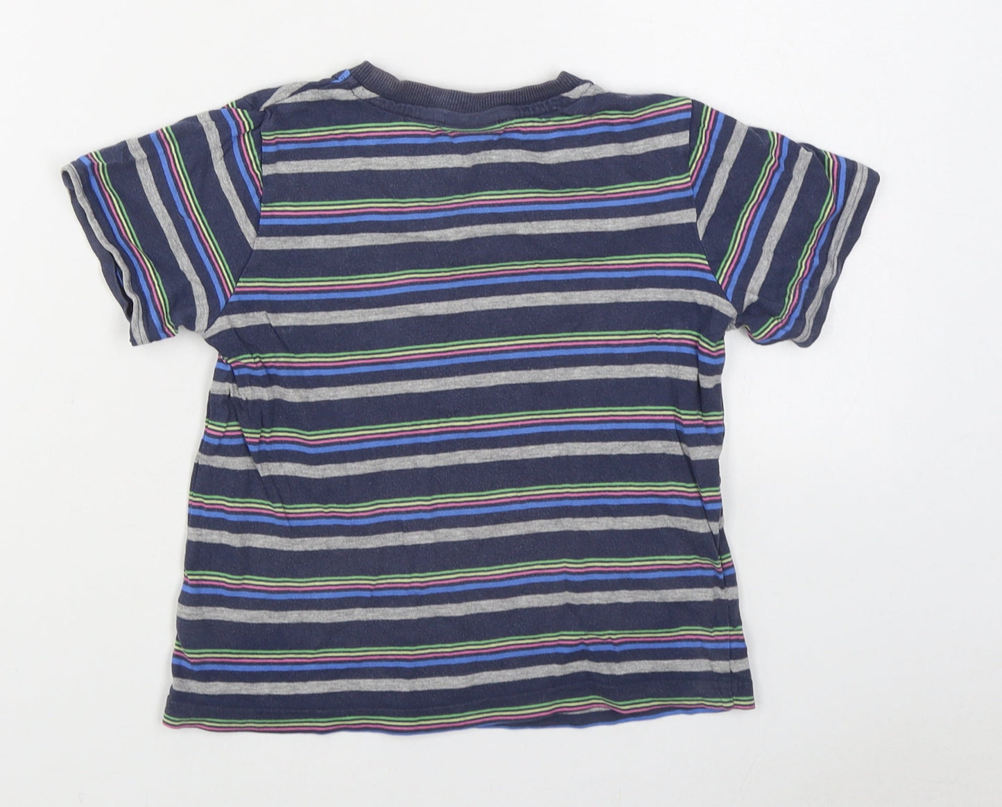 Cherokee Boys Multicoloured Striped 100% Cotton Basic T-Shirt Size 5-6 Years Round Neck Pullover