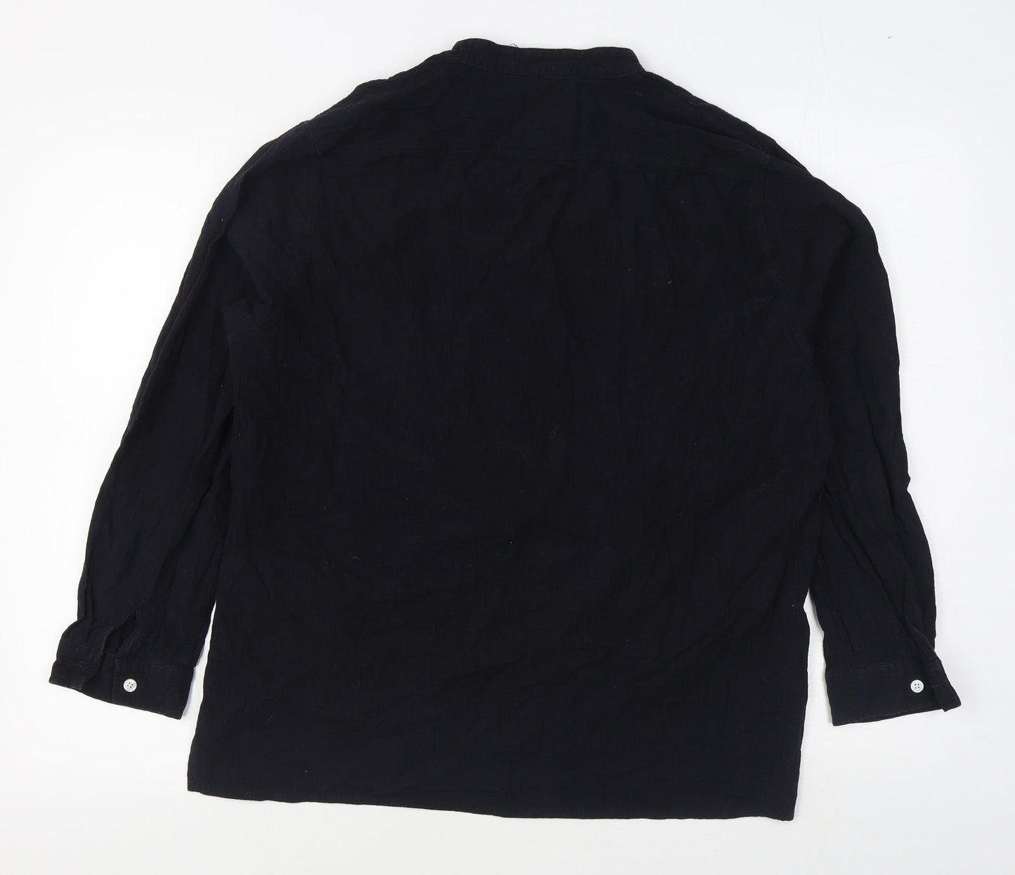 LVCBL Womens Black  Cotton Basic Button-Up Size XL Round Neck