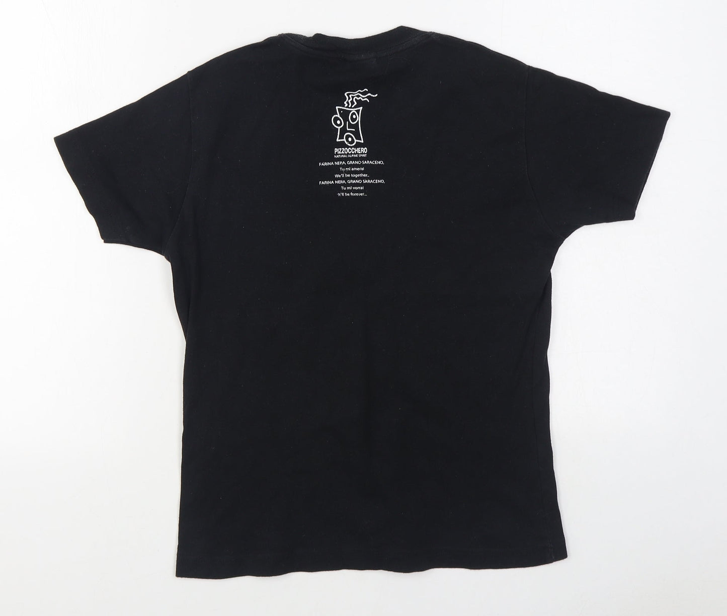 Pizzocchero Womens Black  100% Cotton Basic T-Shirt Size L Round Neck