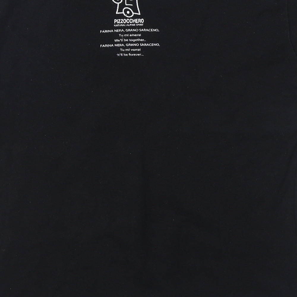 Pizzocchero Womens Black  100% Cotton Basic T-Shirt Size L Round Neck
