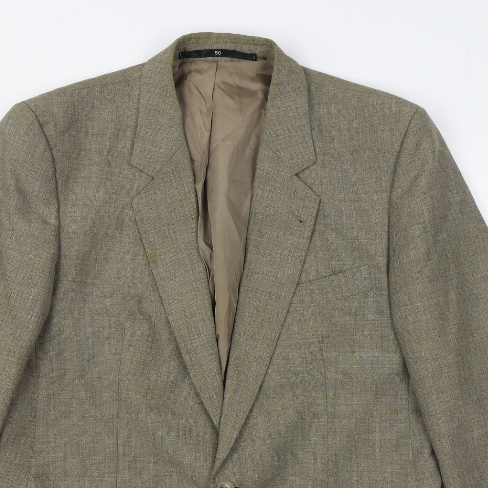 Fifty Mens Beige  Polyester Jacket Suit Jacket Size 36