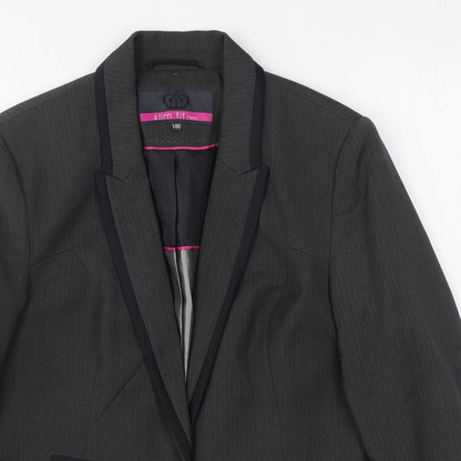 Preloved NEXT Womens Grey   Jacket Blazer Size 14  Button - Detail