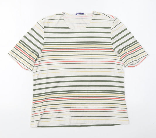 Gray & Osbourn Womens Multicoloured Striped Viscose Basic T-Shirt Size 12 Scoop Neck