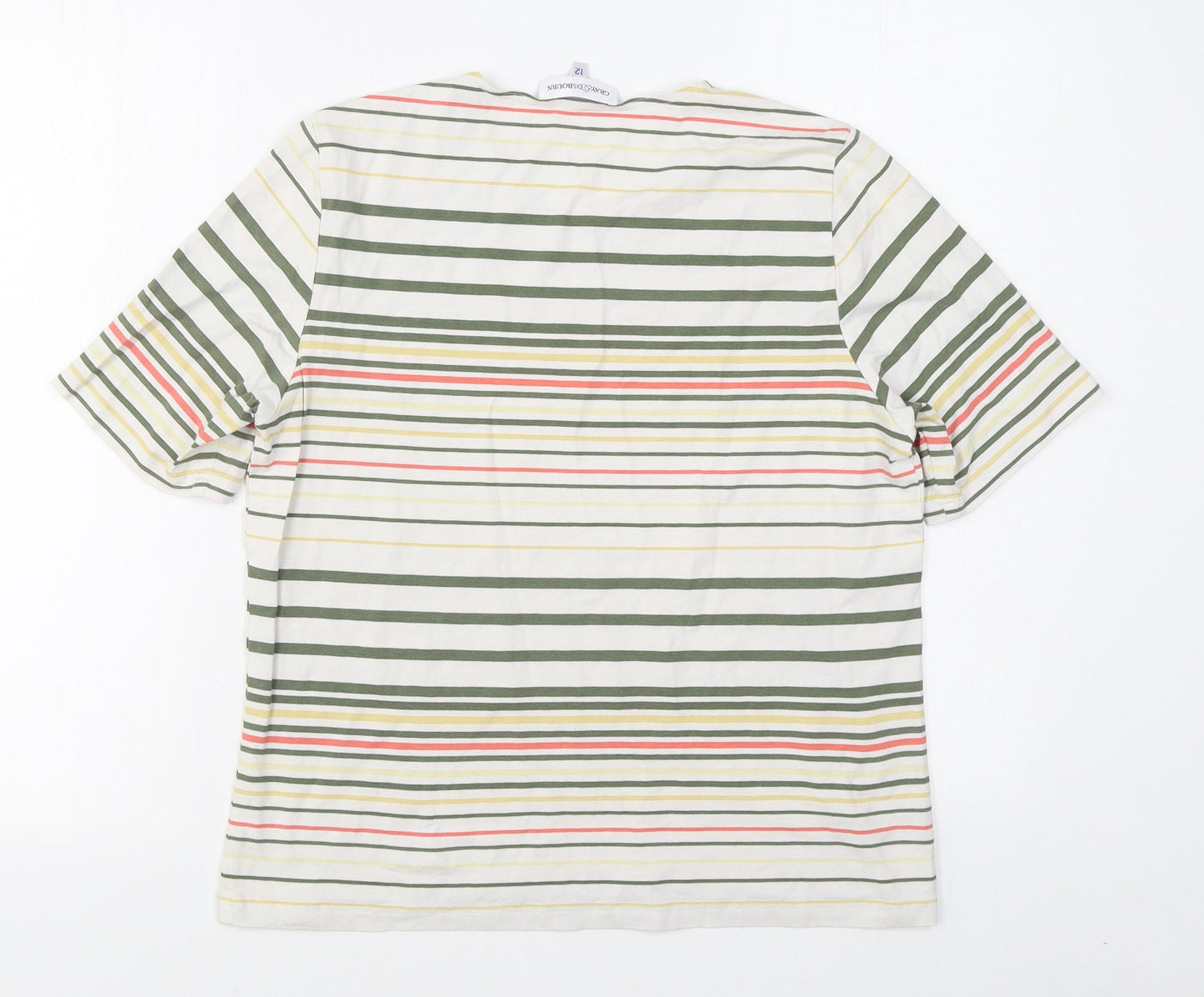 Gray & Osbourn Womens Multicoloured Striped Viscose Basic T-Shirt Size 12 Scoop Neck