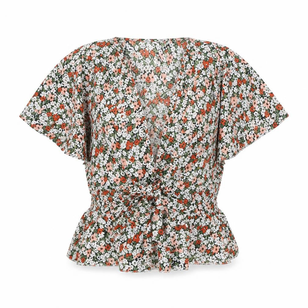 SheIn Womens Multicoloured Floral Polyester  Blouse Size S V-Neck