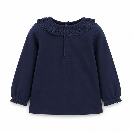 F&F Girls Blue  Cotton Basic Casual Size 9-12 Months Round Neck