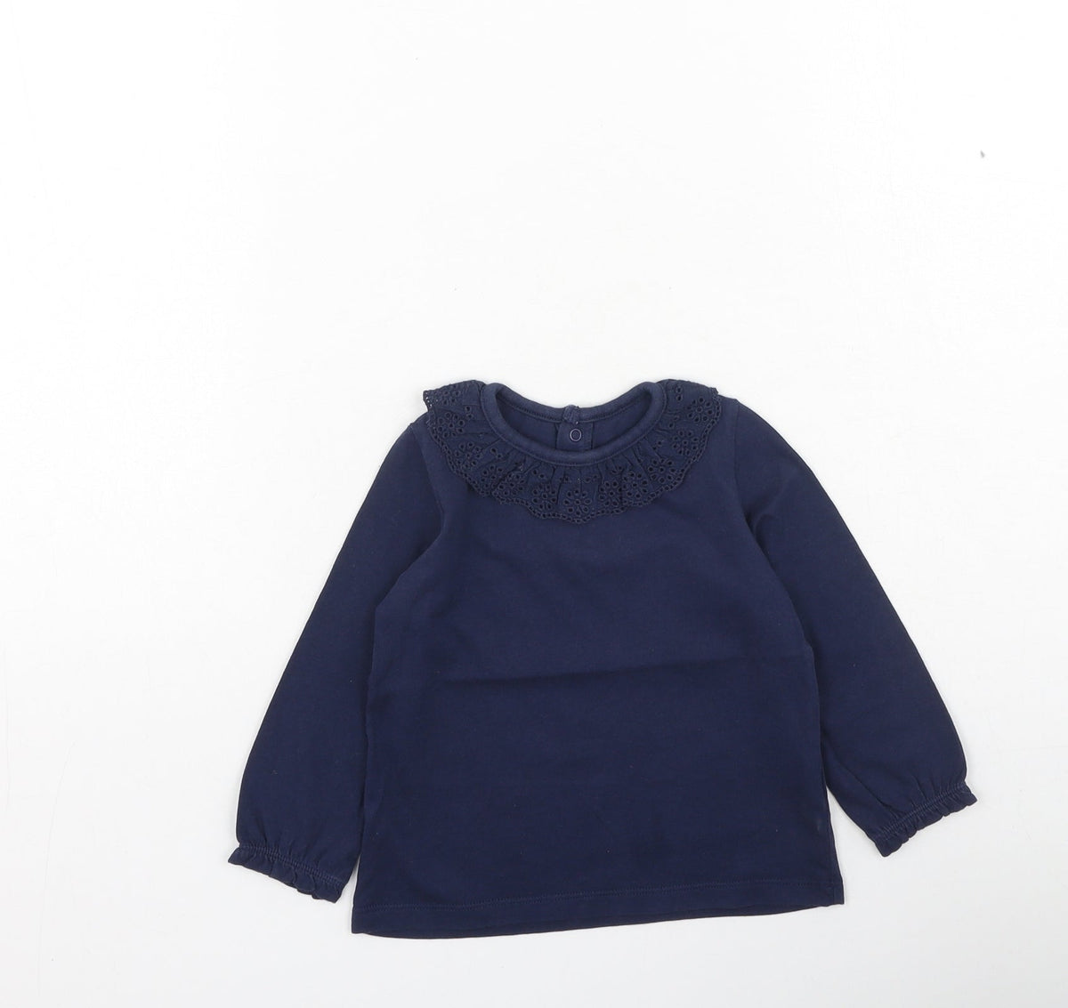 F&F Girls Blue  Cotton Basic Casual Size 9-12 Months Round Neck