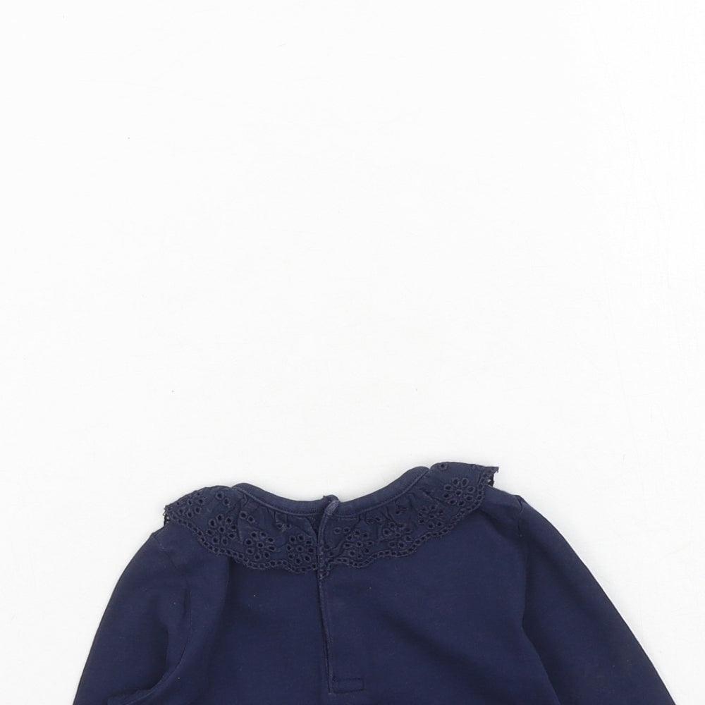 F&F Girls Blue  Cotton Basic Casual Size 9-12 Months Round Neck