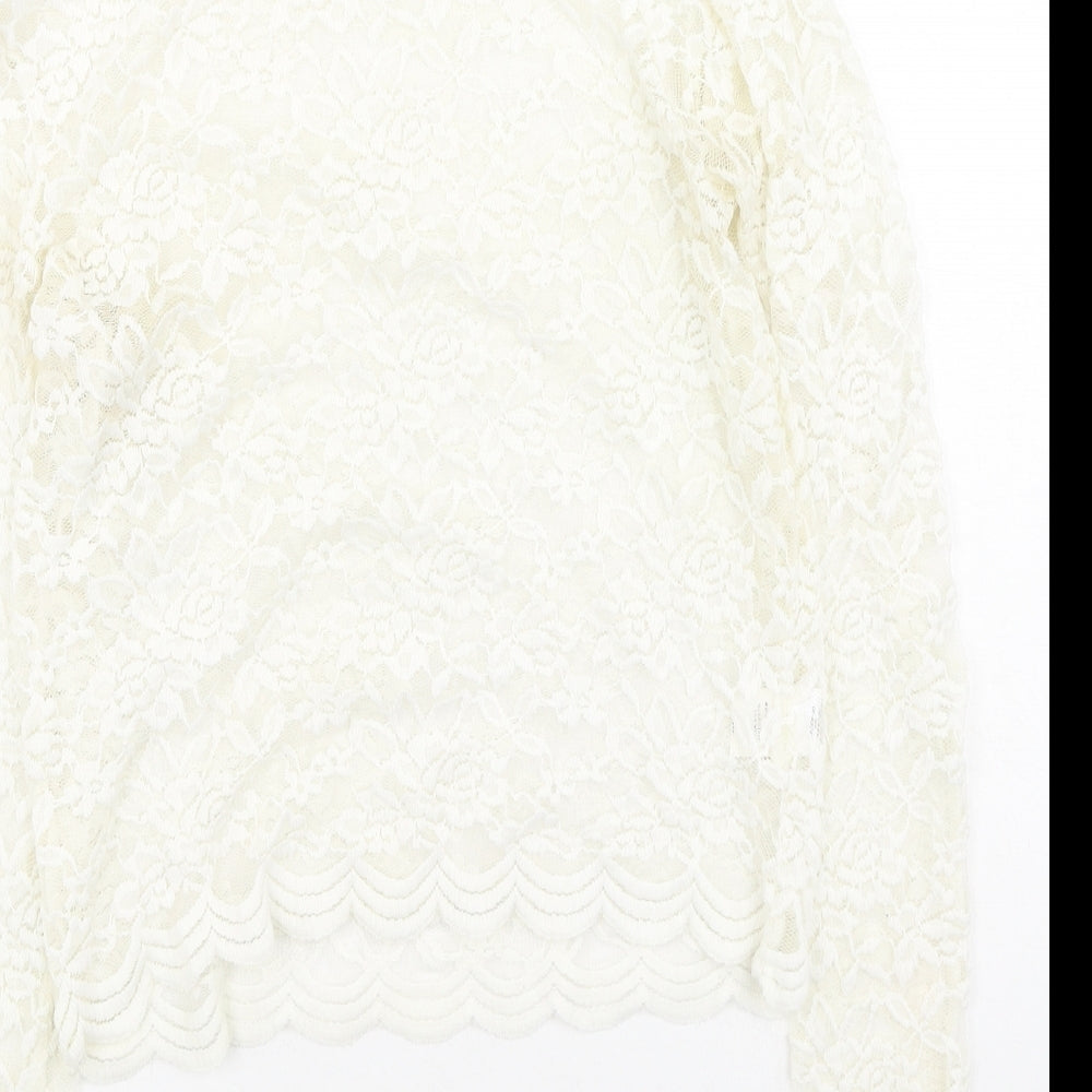 Primark Womens Ivory  Nylon  Blouse Size 8 Round Neck