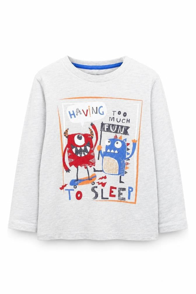 Primark Boys Grey  Cotton Basic Casual Size 5-6 Years Round Neck