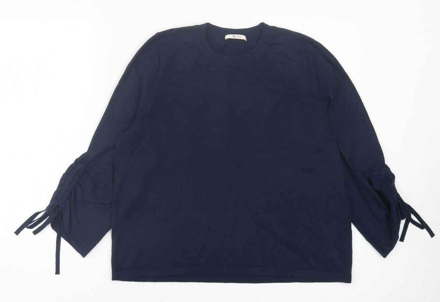 TU Womens Blue Crew Neck  Acrylic Pullover Jumper Size 14