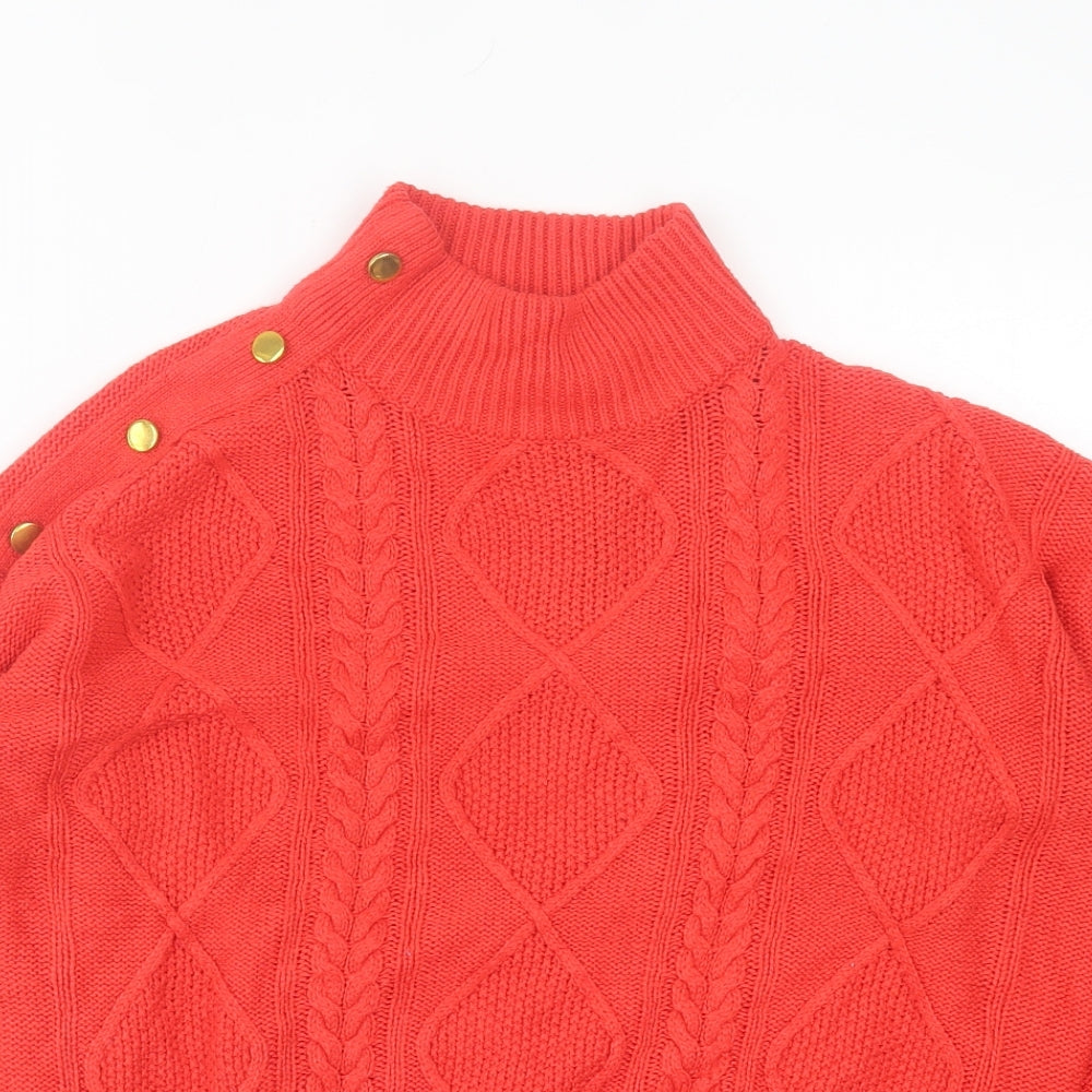 Brave Soul Womens Red High Neck  Acrylic Pullover Jumper Size M