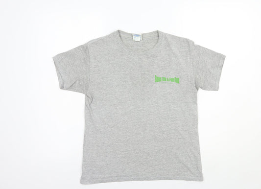 Gildan Womens Grey  Cotton Basic T-Shirt Size M Crew Neck