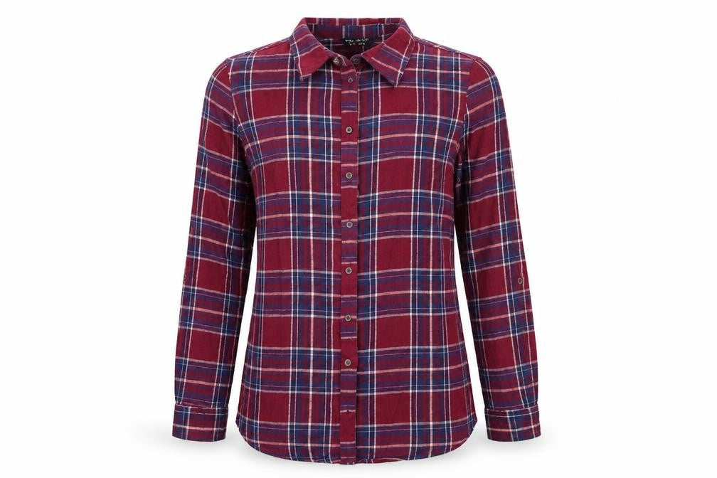 Select Womens Red Plaid Cotton Basic Button-Up Size 12 Collared