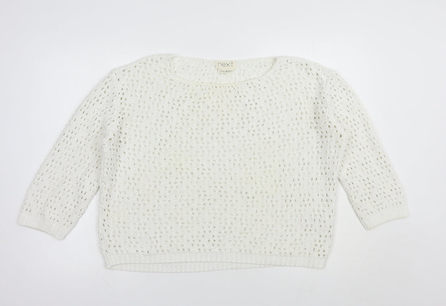 NEXT Womens White Boat Neck  Acrylic Pullover Jumper Size 12