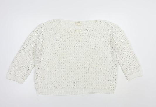 NEXT Womens White Boat Neck  Acrylic Pullover Jumper Size 12