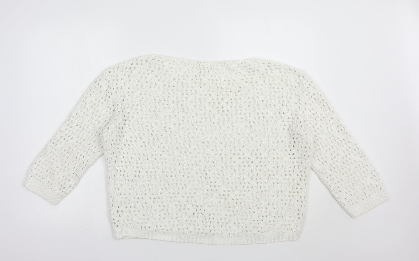NEXT Womens White Boat Neck  Acrylic Pullover Jumper Size 12