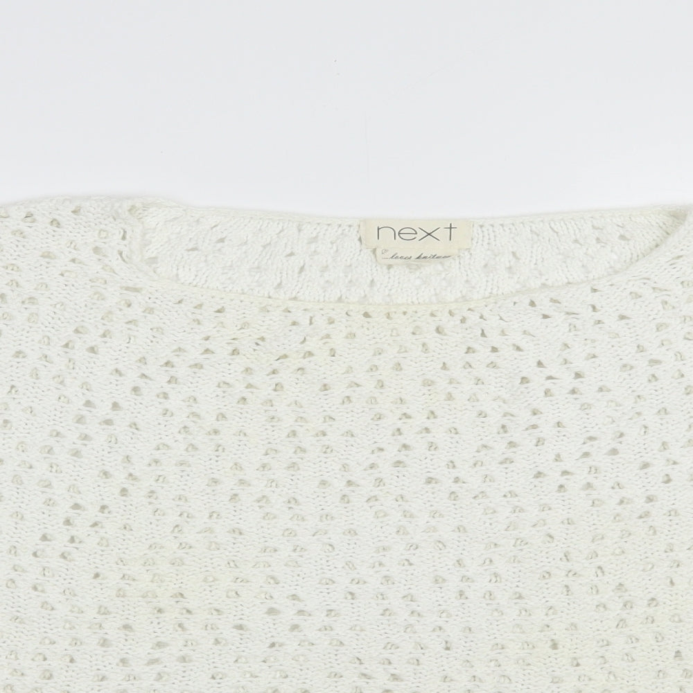 NEXT Womens White Boat Neck  Acrylic Pullover Jumper Size 12